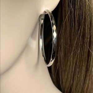 NEW 925 Sterling Diamond Cut Hoop Earrings